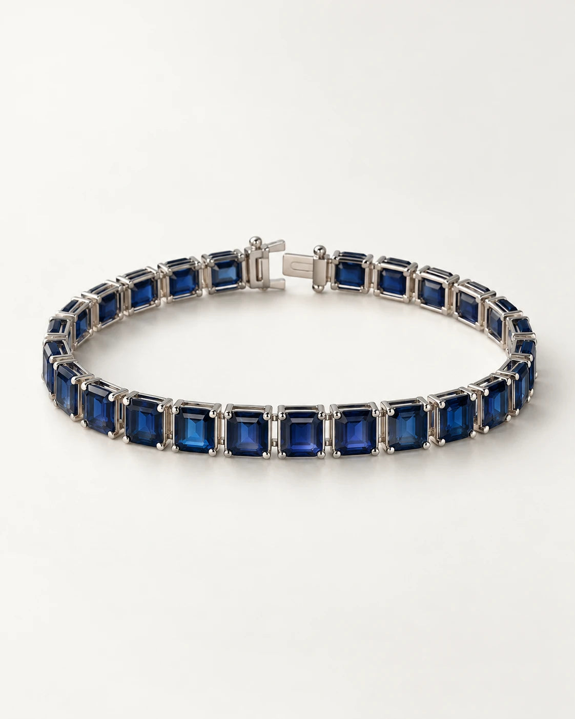 Rectangular blue-stone tennis bracelet concept
