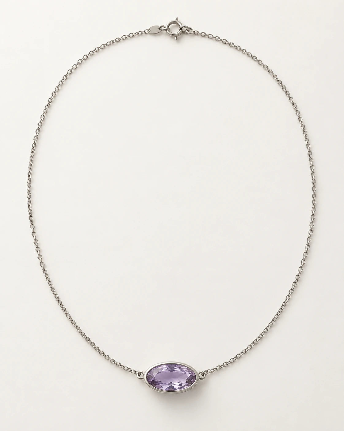 Horizontal lilac oval-stone pendant concept