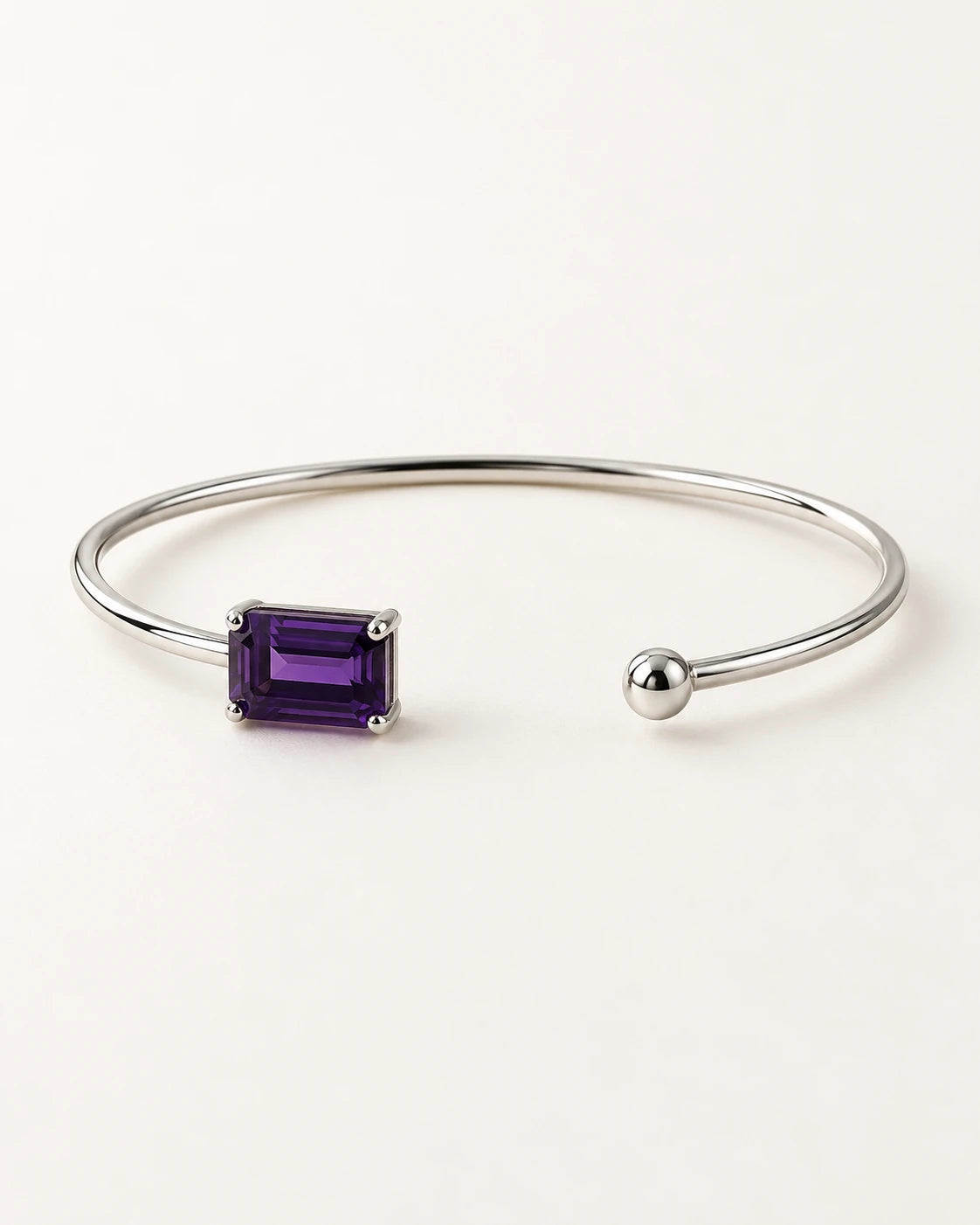 Violet Balance Cuff. Open cuff with rectangular and spherical ends.