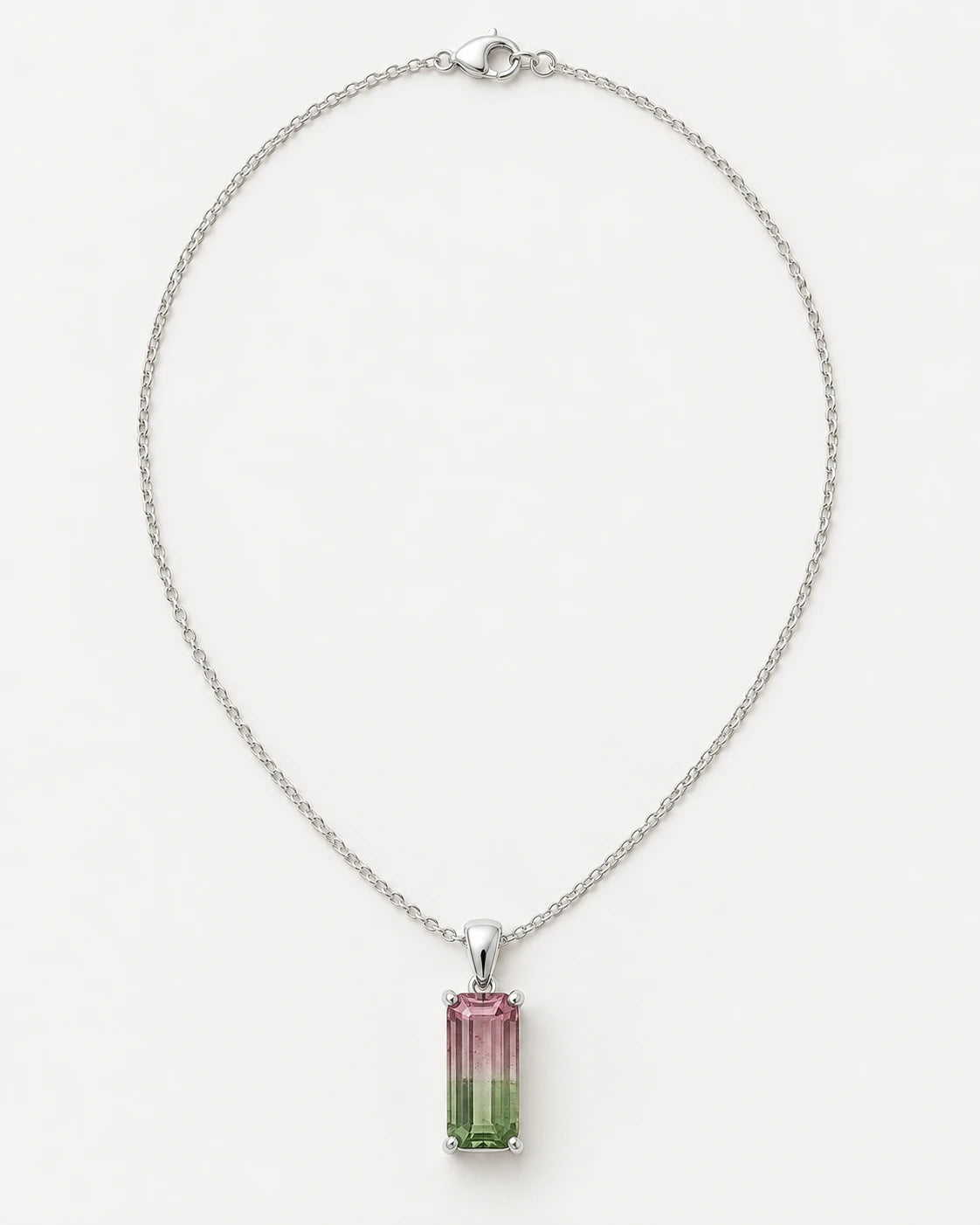 Rose and Green Pendant. Elongated rectangular center.