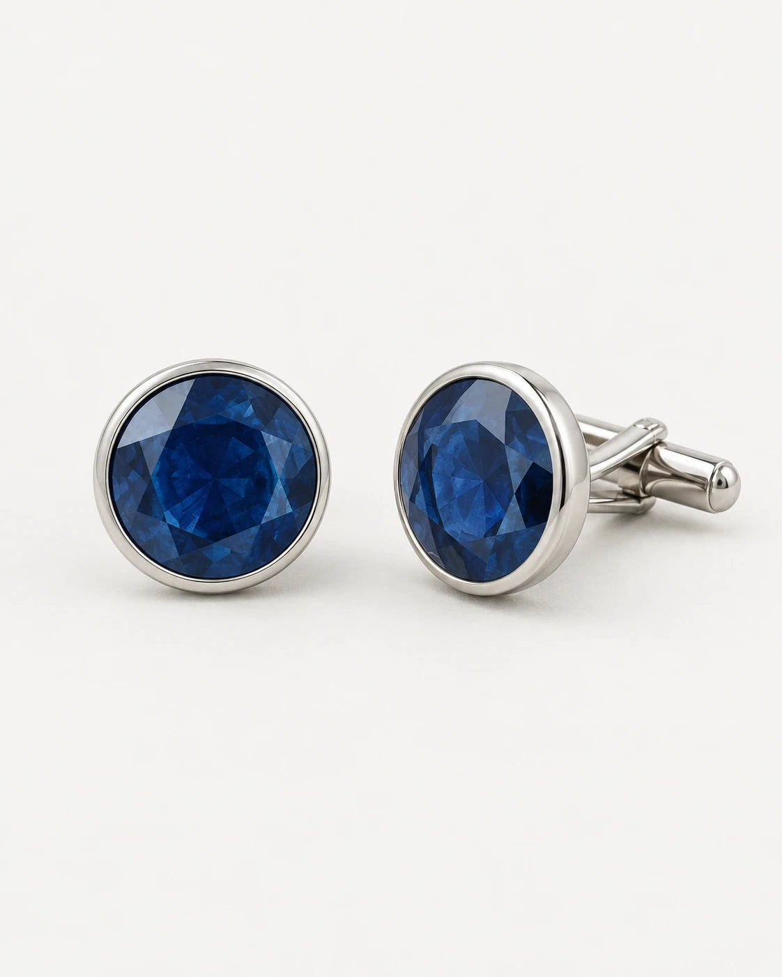 Deep blue round-stone cufflink concepts