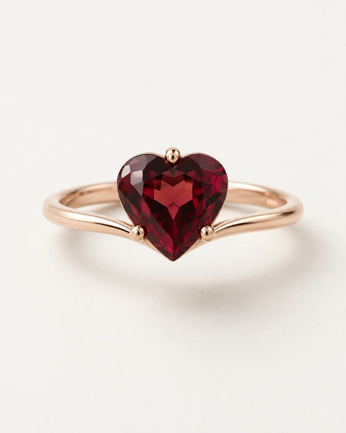 Wine-red heart-shaped stone ring concept