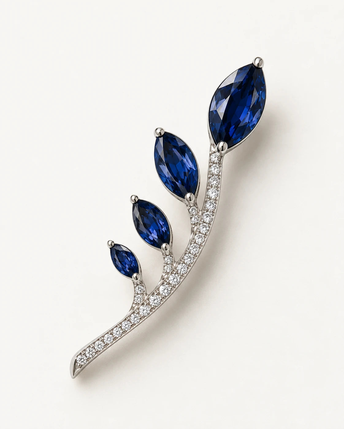 Blue and white stone leaf brooch concept