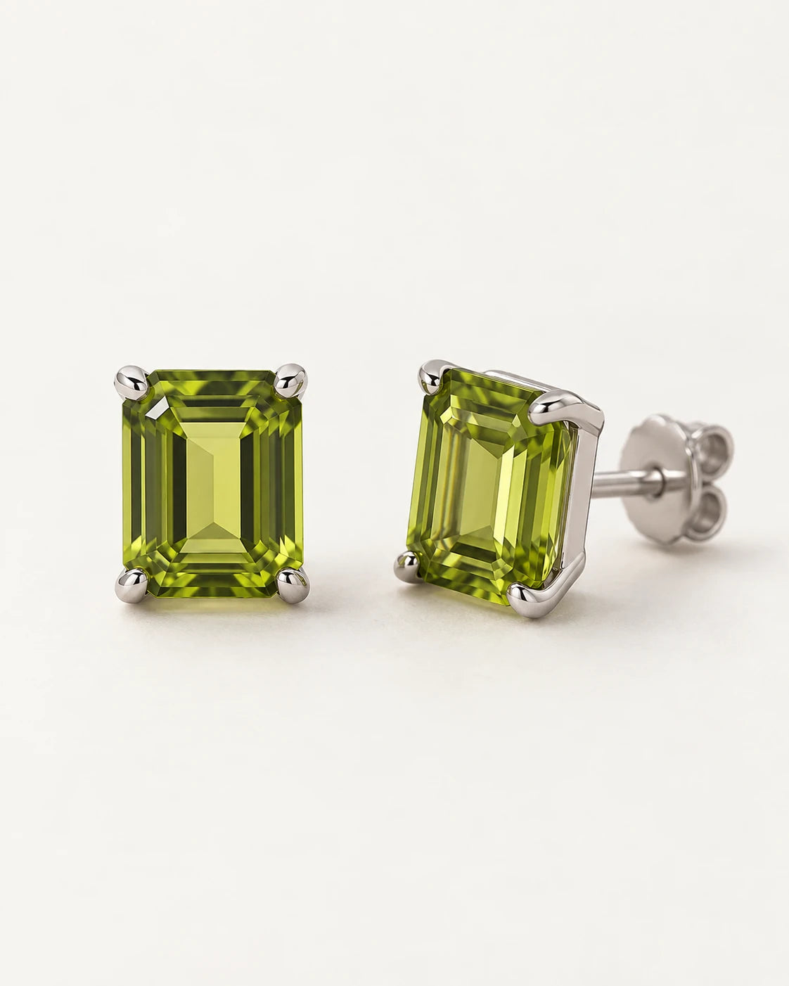 Lime-green step-cut stud earring concepts