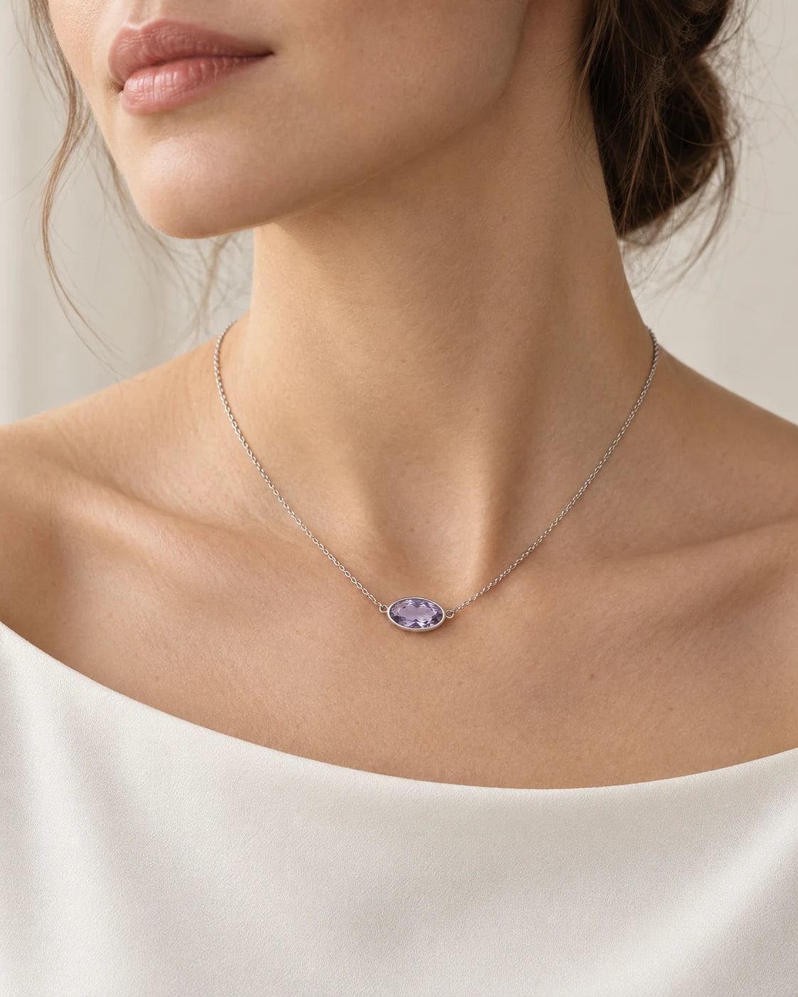 AI concept: Lilac Oval Pendant, wearing study