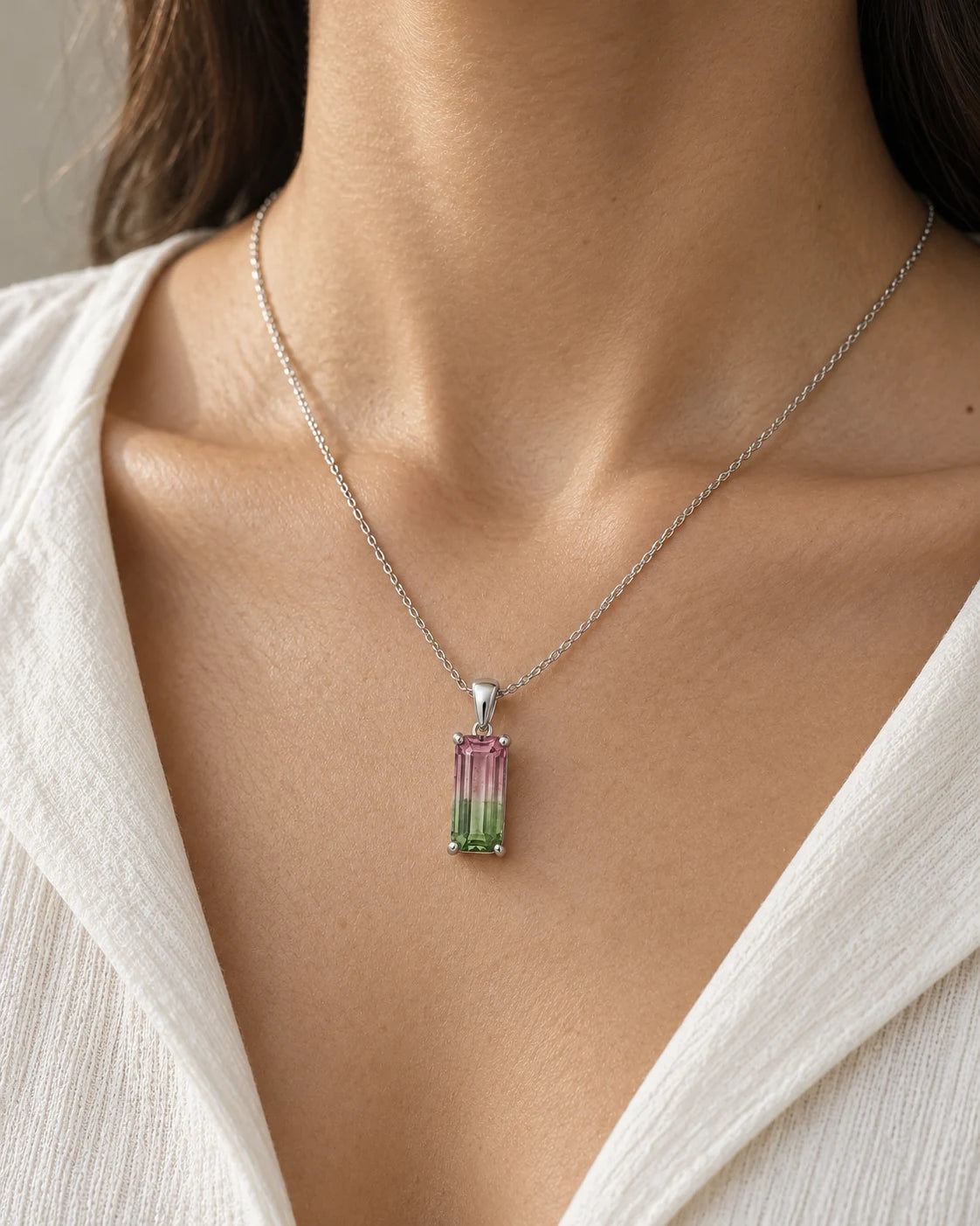 AI concept: Rose and Green Pendant, wearing study