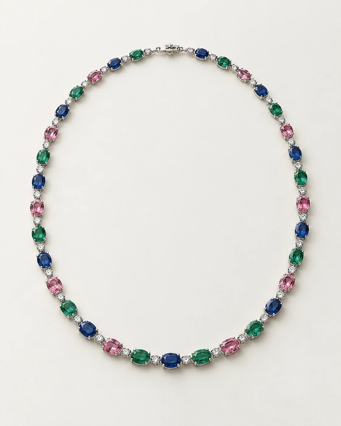 Blue, green and pink stone necklace concept