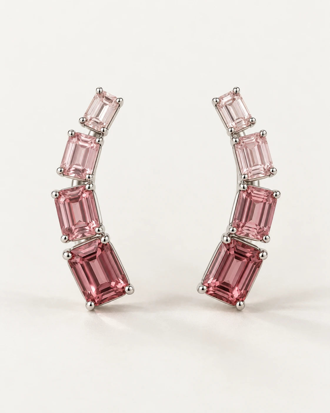 Blush Gradient Climbers. Curved rows of graduated rectangles.