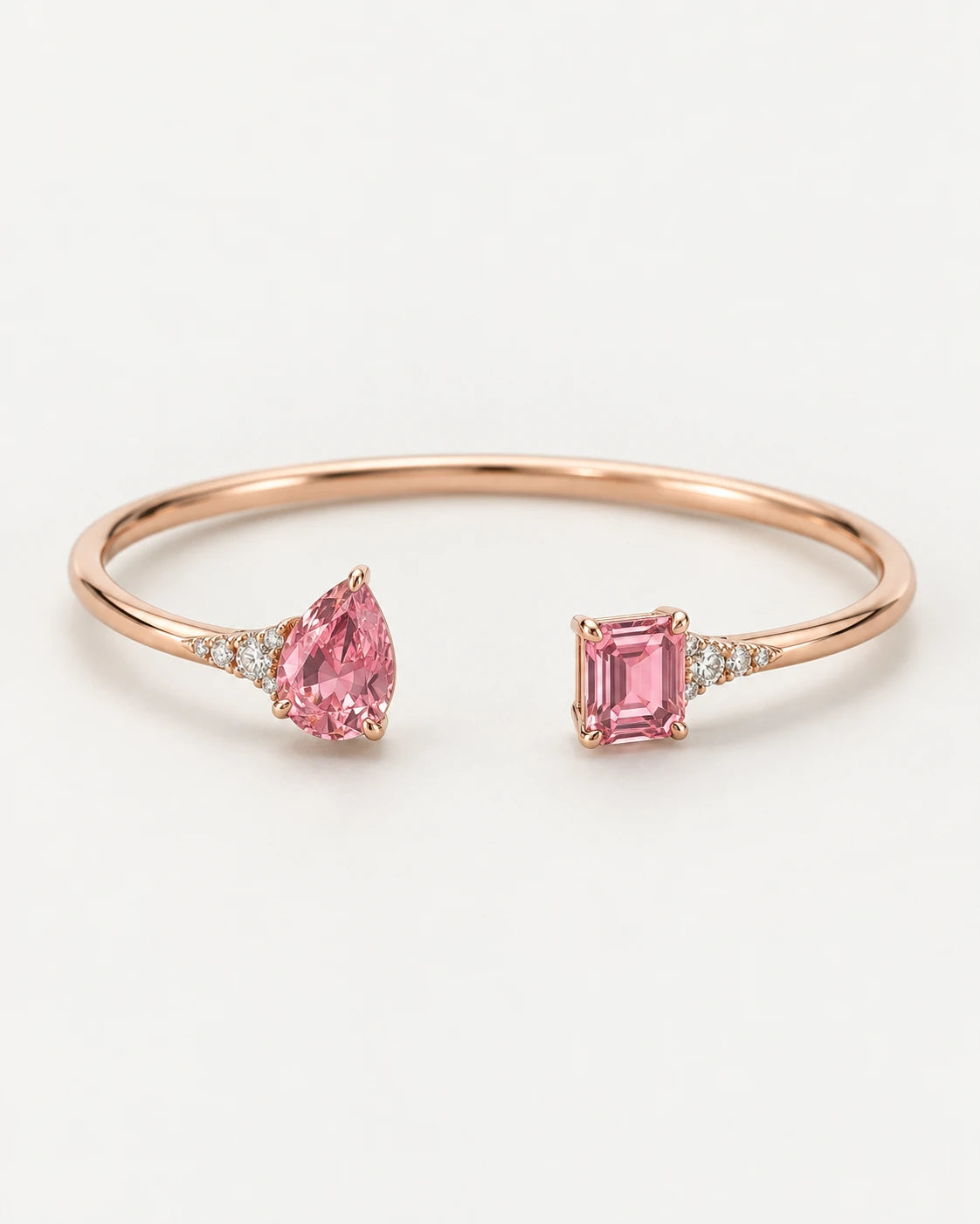 Rose Dialogue Bangle. Open bangle with contrasting end shapes.