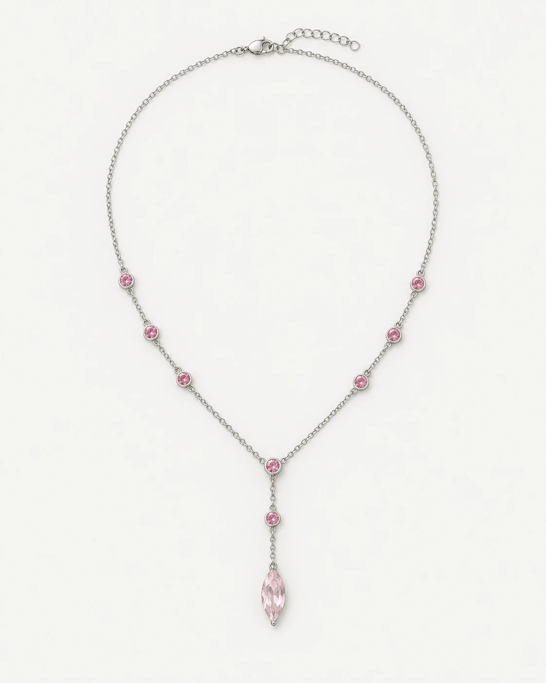 Pale pink Y-shaped lariat necklace concept