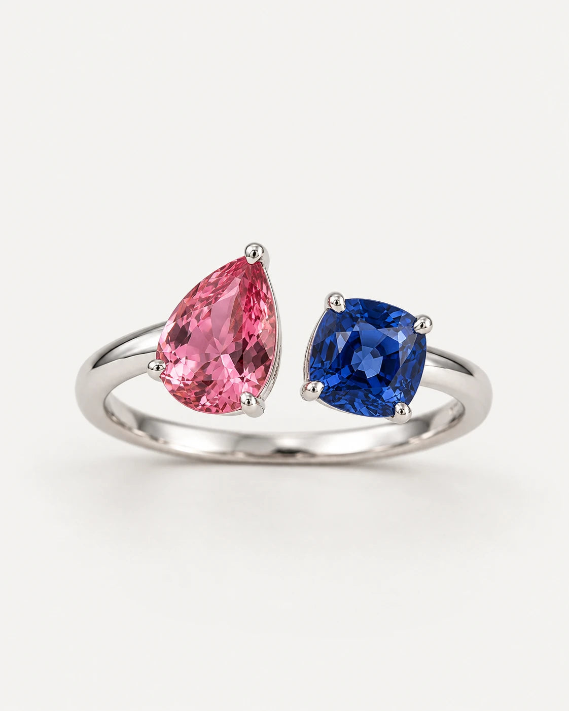 Pink and blue two-stone ring concept