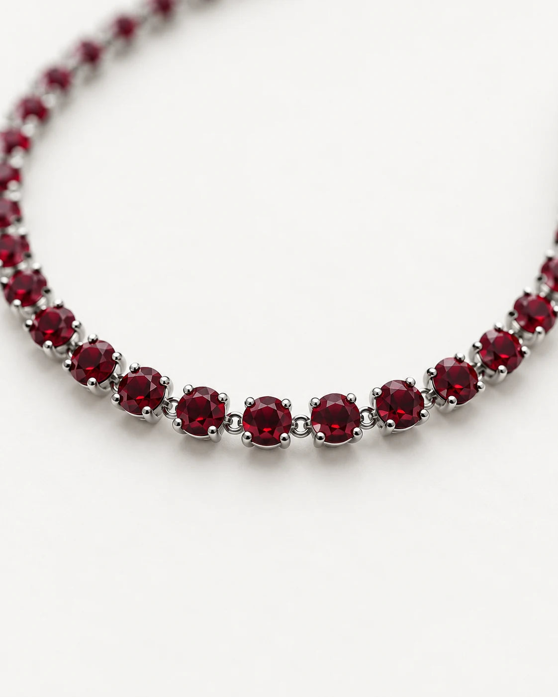 AI concept: Crimson Circle Necklace, three-quarter construction view