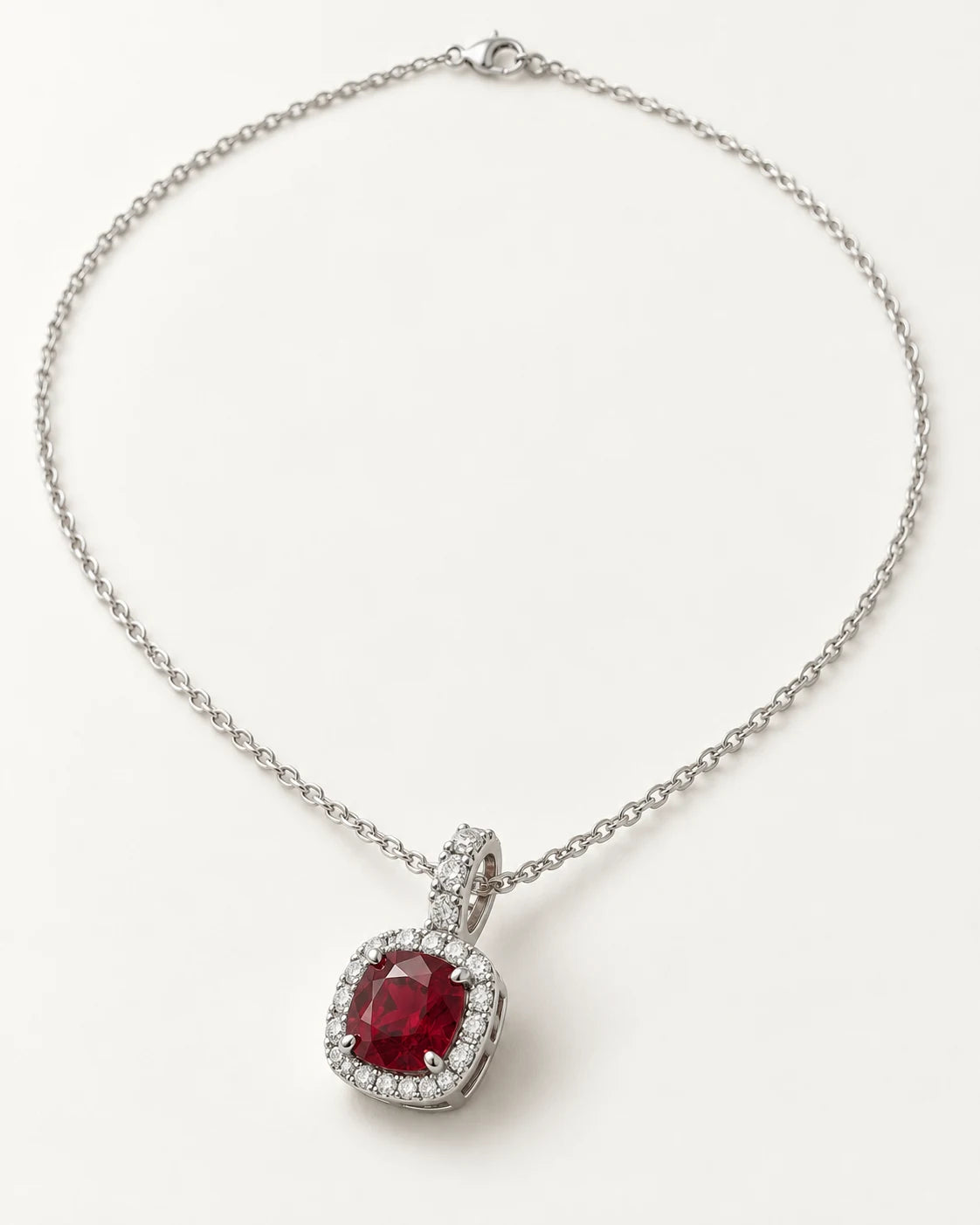 AI concept: Crimson Cushion Pendant, three-quarter construction view