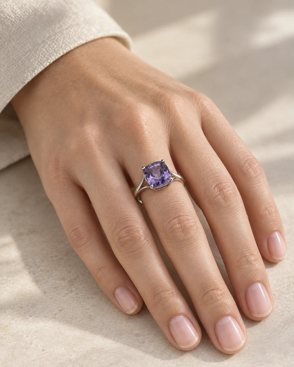 AI concept: Violet Architecture Ring, wearing study