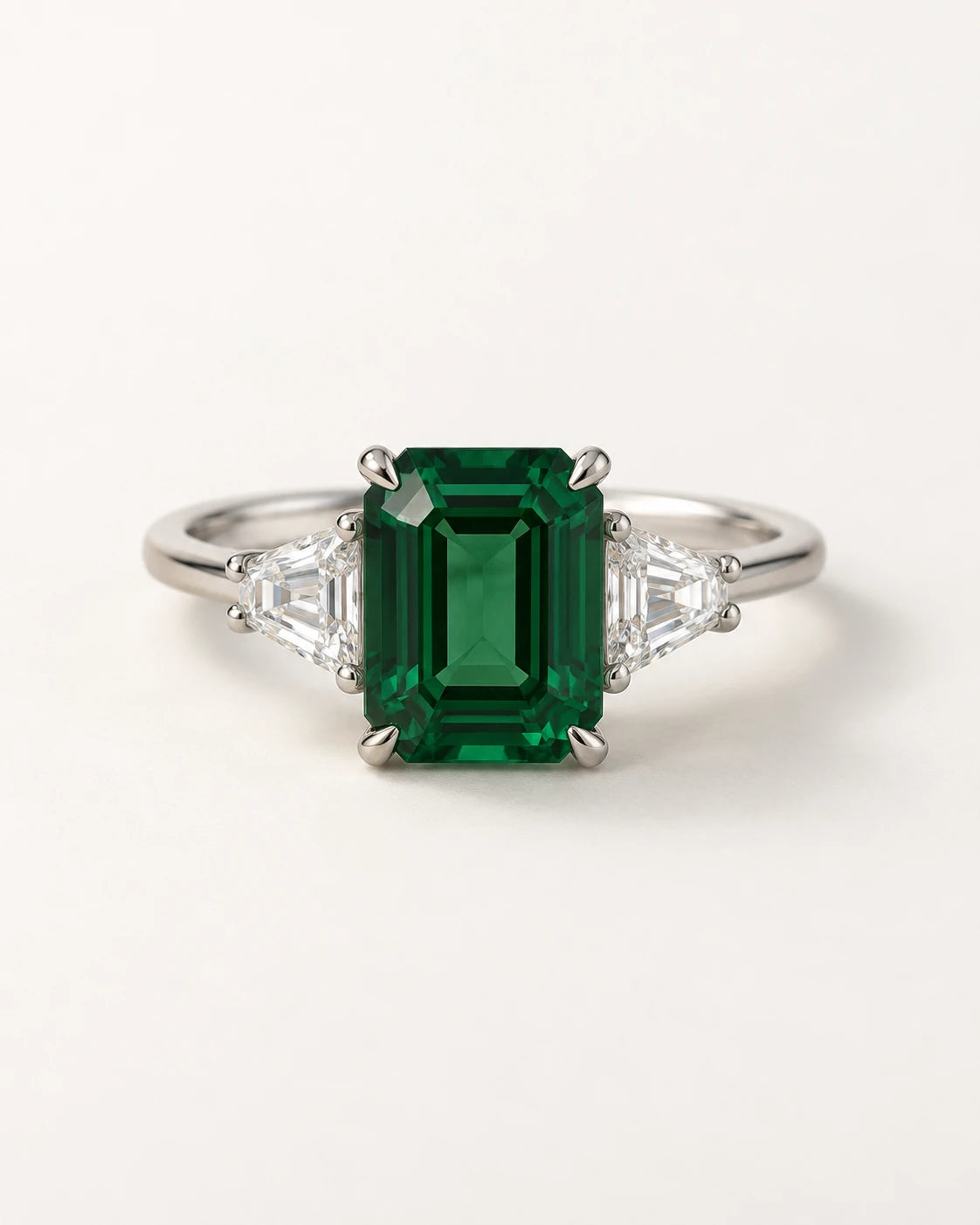 Verdant Step Ring. Rectangular step pattern with tapered side accents.