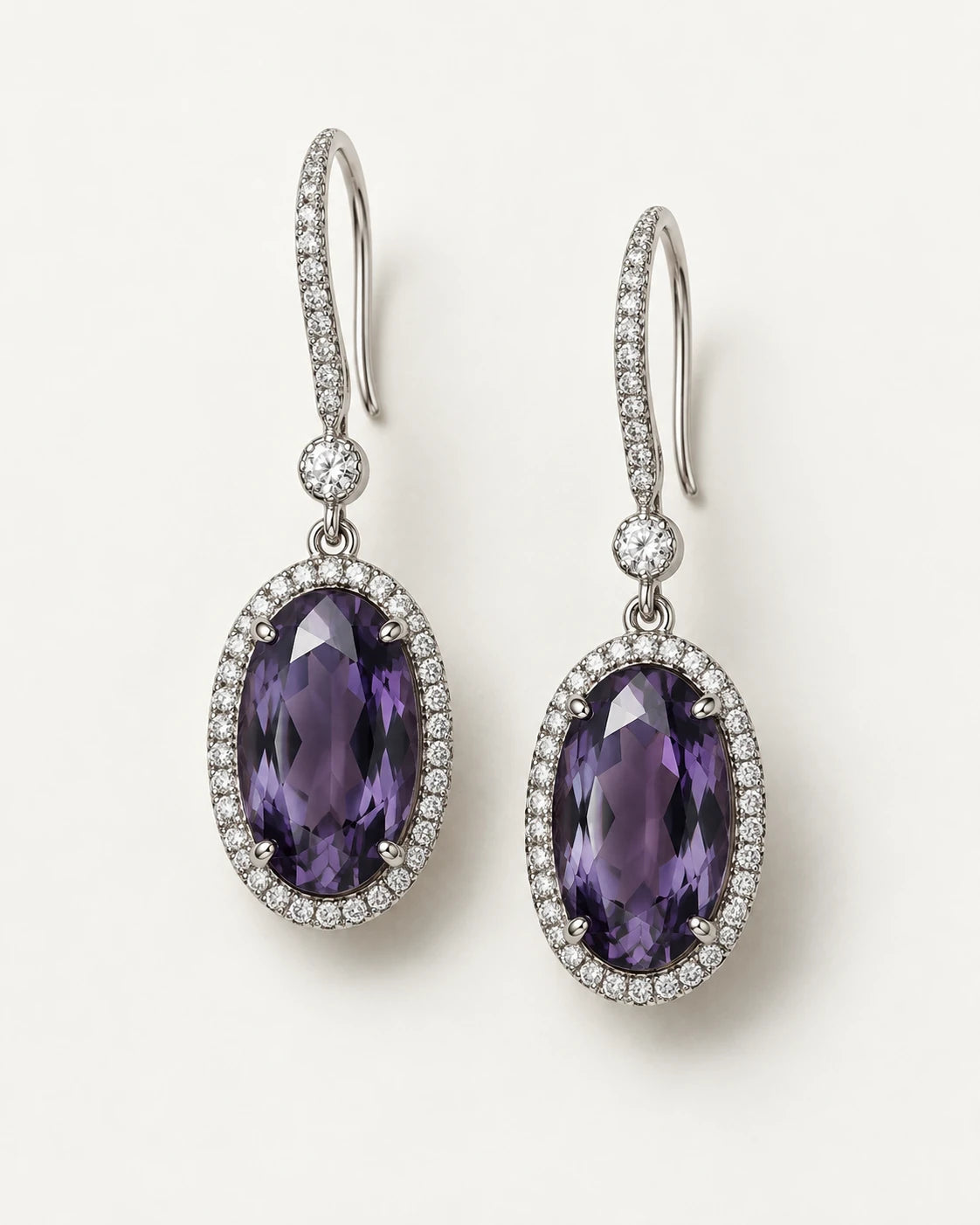 Violet Halo Drops. Paired oval halo drops.